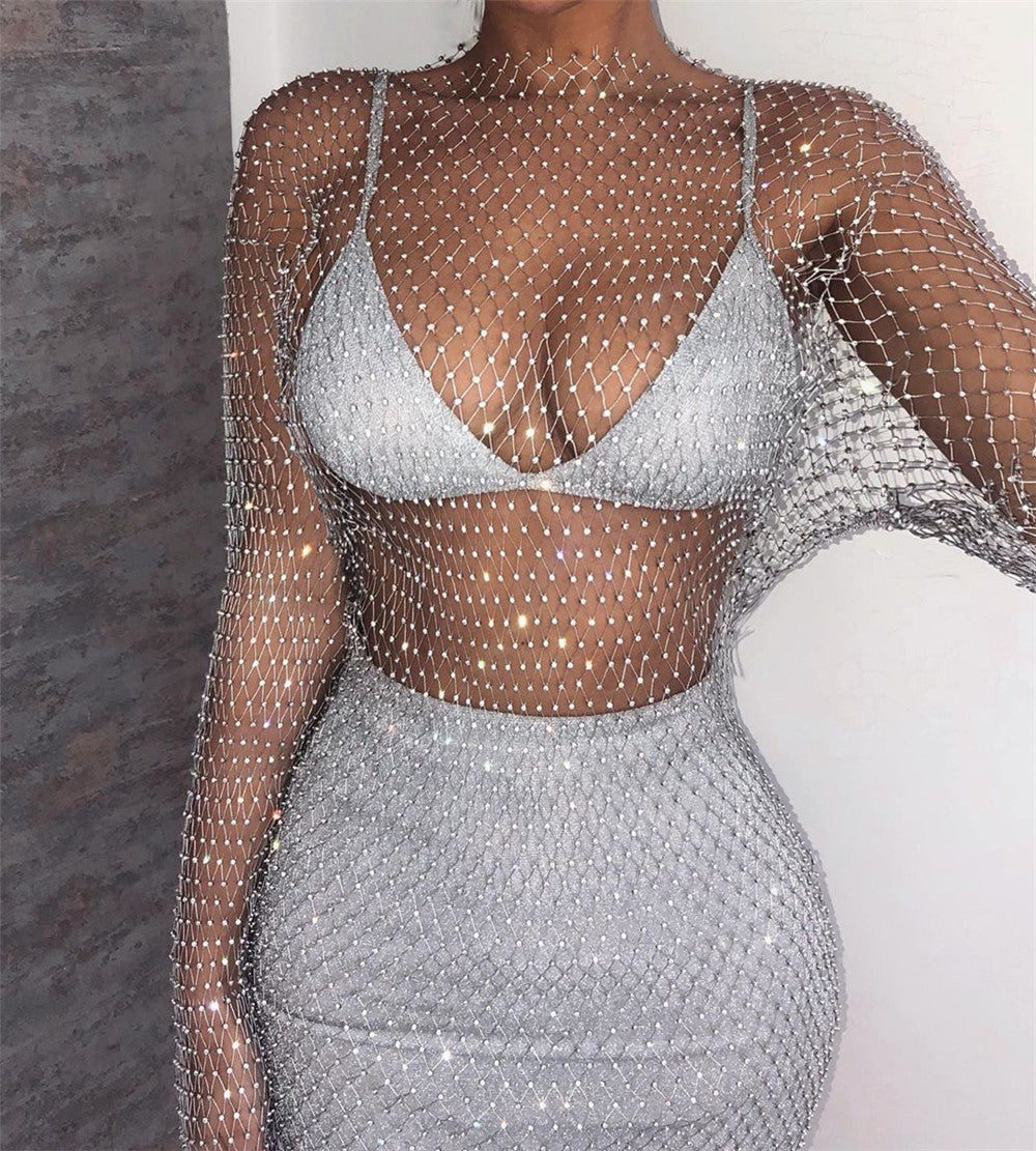 New Crystal Diamond Sexy Bodycon Dress