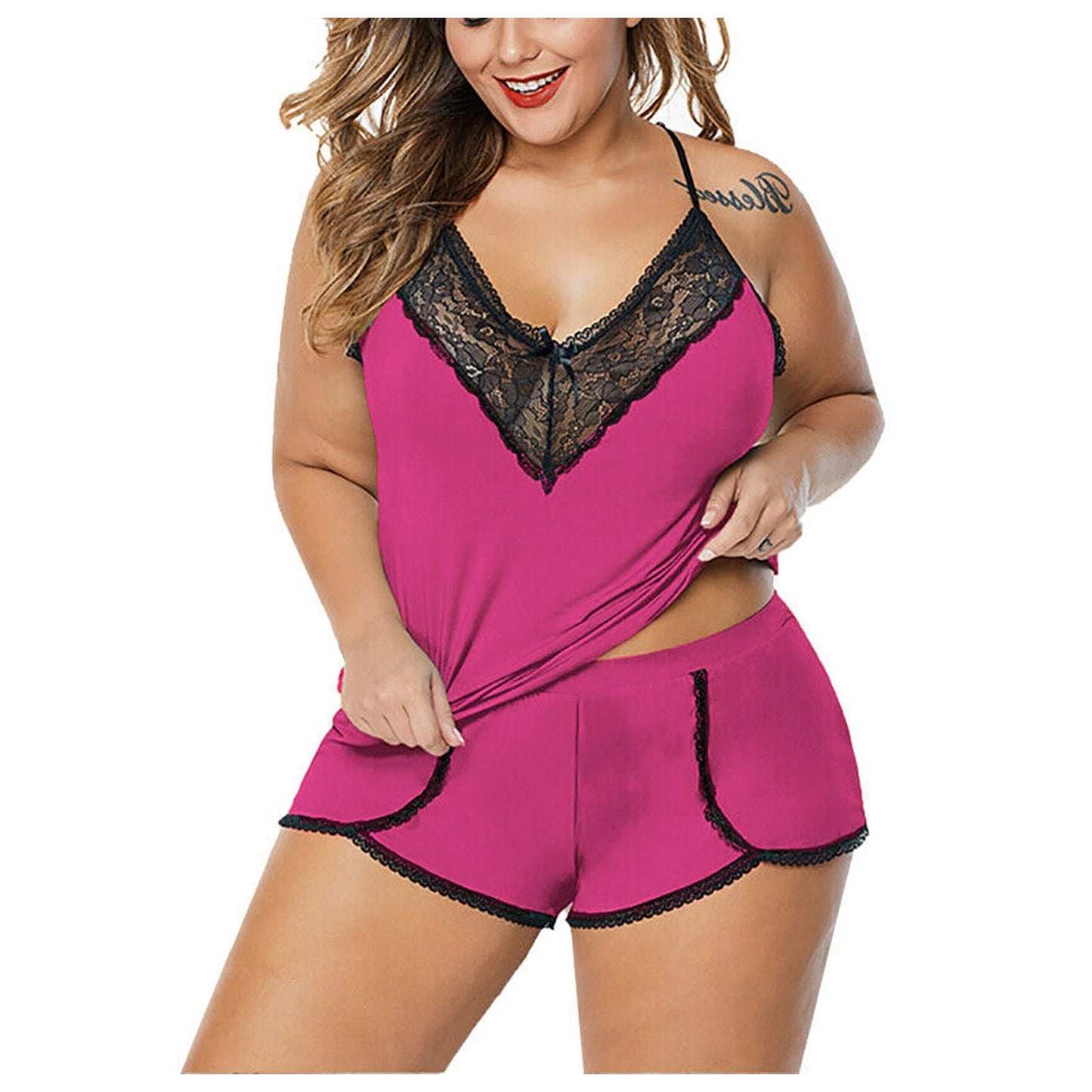 Plus Size Sleepwear Set Ladies Patchwork