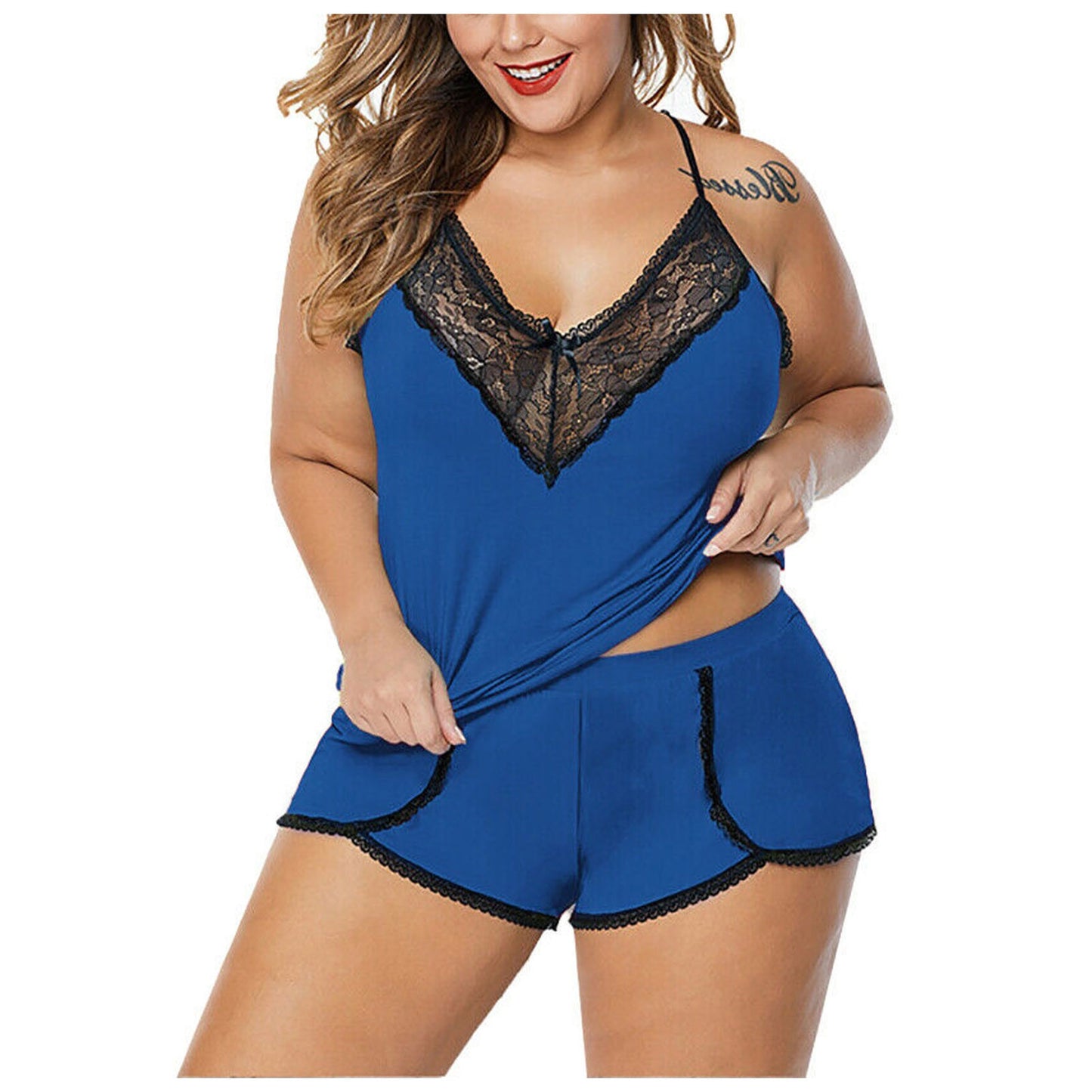 Plus Size Sleepwear Set Ladies Patchwork