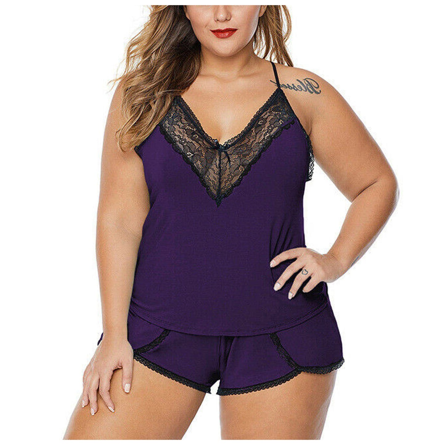 Plus Size Sleepwear Set Ladies Patchwork