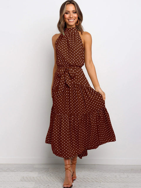 Summer Long Dress Polka Dot Casual Dresses Black Sexy Halter Strapless New 2022 Yellow Sundress Vacation Clothes For Women