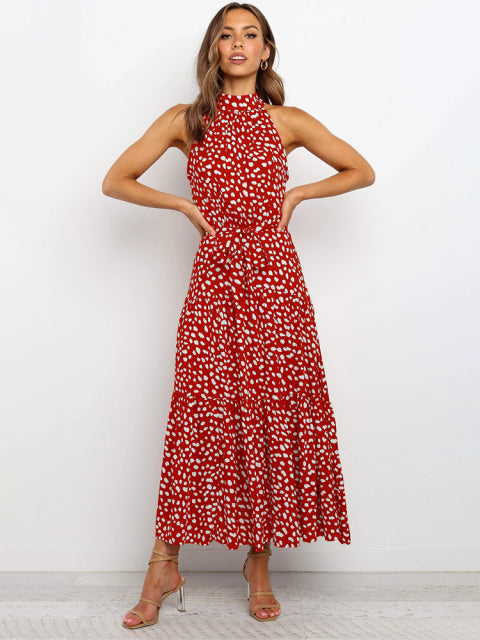 Summer Long Dress Polka Dot Casual Dresses Black Sexy Halter Strapless New 2022 Yellow Sundress Vacation Clothes For Women