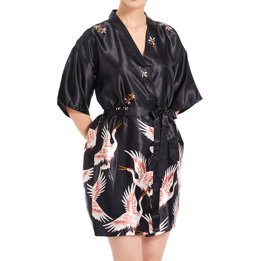 Ice Silk Nightwear Loose Fit Satin Robe