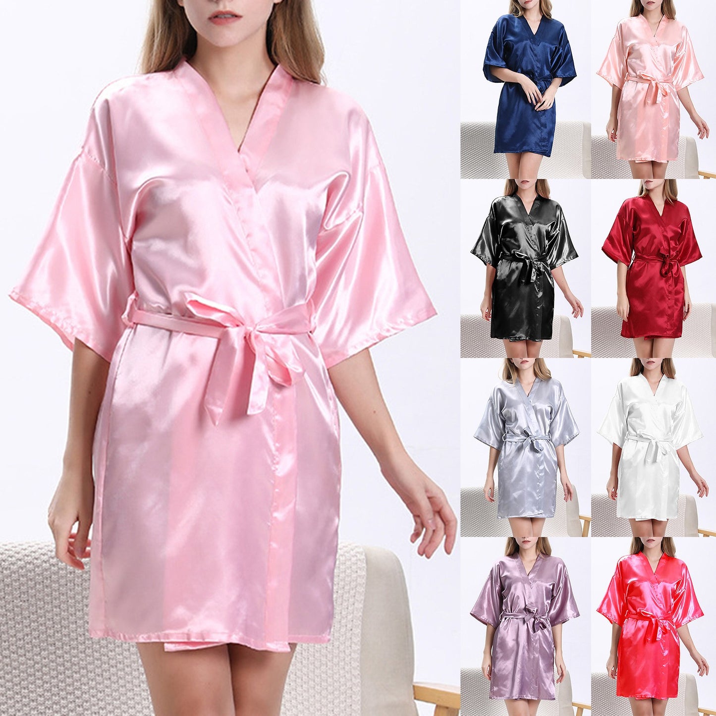 Satin Sleepwear Nightgown Dressing Gown