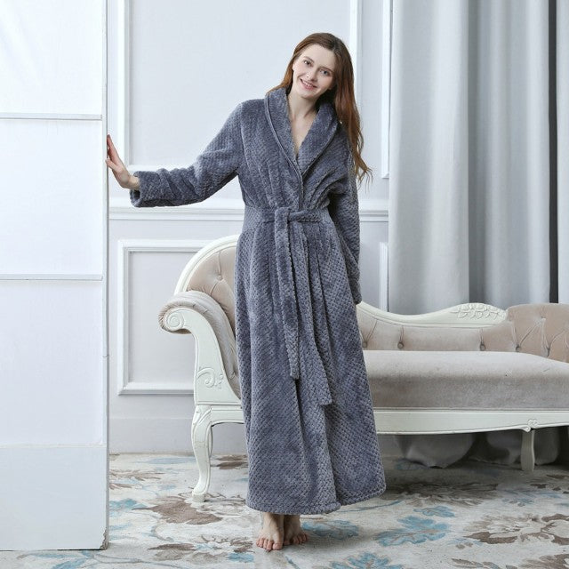 Winter Fleece Bathrobe Women Pajamas