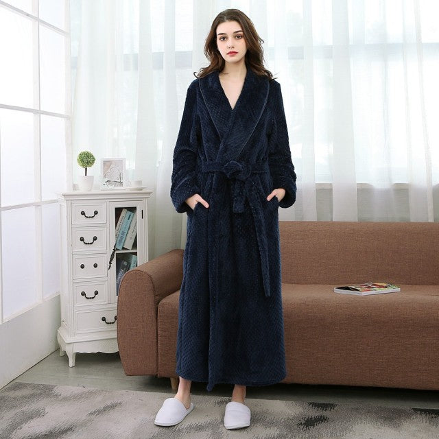 Winter Fleece Bathrobe Women Pajamas