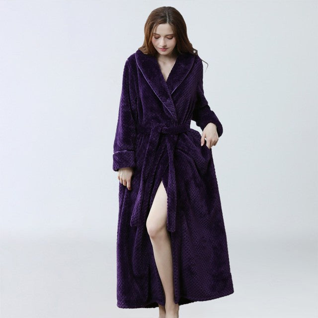 Winter Fleece Bathrobe Women Pajamas